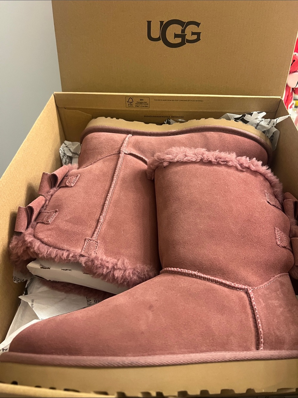UGG Short Shearling Boots in Dusty Rose Pink